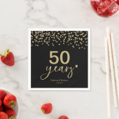 50e jaar bruiloft Jubileum chique zwart en goud Servet (Insitu)