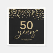 50e jaar bruiloft Jubileum chique zwart en goud Servet (Voorkant)