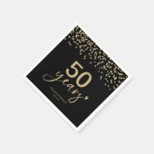 50e jaar bruiloft Jubileum chique zwart en goud Servet (Hoek)