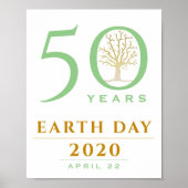 50e jaar, Earth Day 2020, Gold en Green Tree Poster (Voorkant)