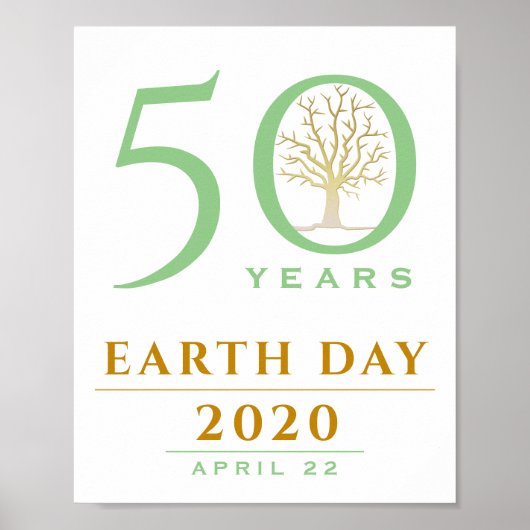 50e jaar, Earth Day 2020, Gold en Green Tree Poster (Voorkant)