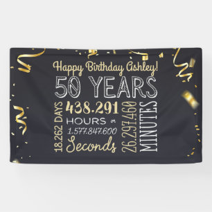 50e jaarbanner - 50 jaar in uren en seconden spandoek