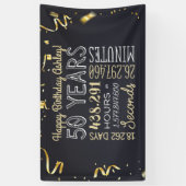 50e jaarbanner - 50 jaar in uren en seconden spandoek (Verticaal)