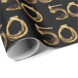 50e jaarsparklers op zwart cadeaupapier