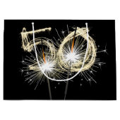 50e jaarsparklers op zwart groot cadeauzakje (Voorkant)