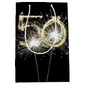 50e jaarsparklers op zwart medium cadeauzakje (Voorkant)