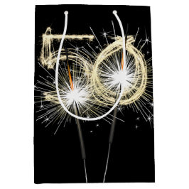 50e jaarsparklers op zwart medium cadeauzakje