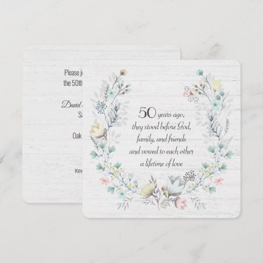 50e Jubilea krans op hout Kaart (Voorkant / Achterkant)