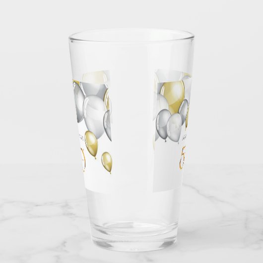 50e Jubilea tuimelaar/glas. Persoonlijke naam. Glas (Links)