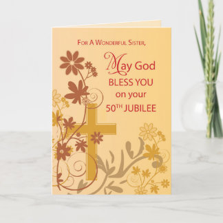 50e Jubilee Jubileum Nun Cross, Swirls, Bloem Kaart