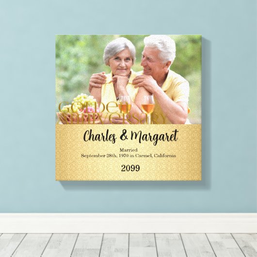 50e Jubileum 12x12 Persoonlijk fotocanvas Canvas Afdruk (Insitu (Houten vloer))