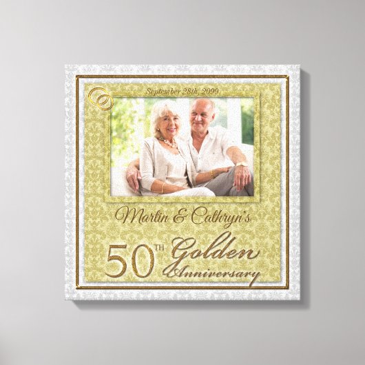 50e Jubileum 16x16 Persoonlijke foto Canvas Afdruk (Voorkant)