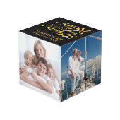 50e Jubileum 4 Foto zwart & gouden persoonlijke fo Kubus (Achter hoekig)