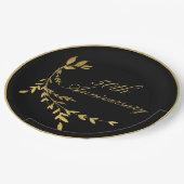 50e Jubileum 50 50e zwart Gold Leaf Papieren Bordje (Gekanteld)