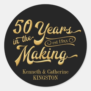 50e Jubileum   50 JAAR IN DE MAKING   Namen Ronde Sticker