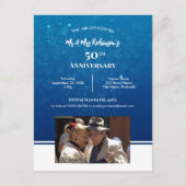 50e Jubileum Aangepaste foto Donkerblauw water Briefkaart (Voorkant)