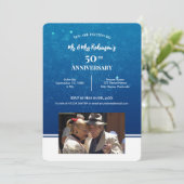 50e Jubileum Aangepaste foto Donkerblauw water Kaart (Staand voorkant)