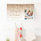50e Jubileum Aangepaste foto Gold Glitter Drip Spandoek (Insitu)