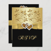 50e Jubileum aangesloten bij harten 2 bruiloft RSV RSVP Kaartje (Voorkant / Achterkant)