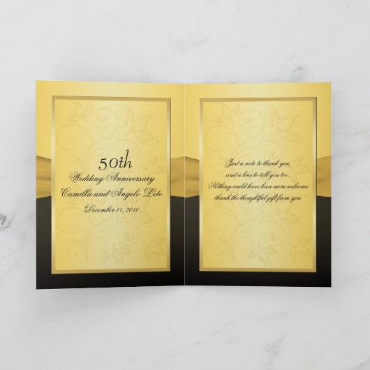 50e Jubileum aangesloten harten Dank u kaart (Binnen)