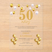 50e Jubileum Acryl Uitnodiging in het Spaans (Voorkant)