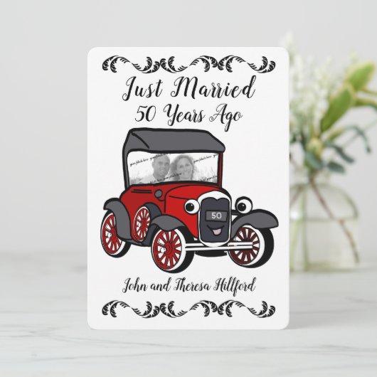 50e Jubileum Antiek auto Kaart (Staand voorkant)