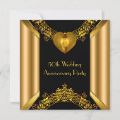 50e Jubileum Art Deco Gold Golden Heart 2 Kaart (Voorkant)