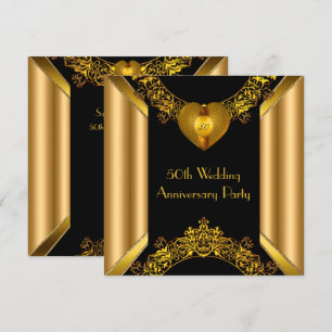 50e Jubileum Art Deco Gold Golden Heart 2 Kaart