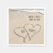50e Jubileum Beach Hearts Napkins Servet (Voorkant)
