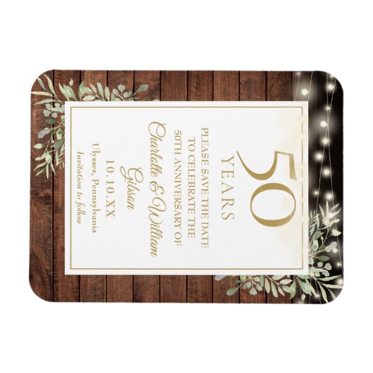 50e Jubileum bijtend hout, behalve de datum Magneet (Horizontaal)