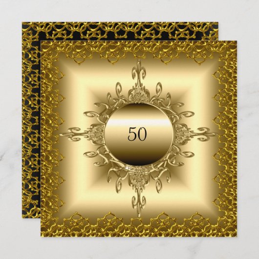 50e Jubileum Birthday Party gold Kaart (Voorkant / Achterkant)