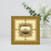 50e Jubileum Birthday Party gold Kaart (Staand voorkant)