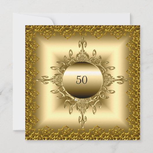50e Jubileum Birthday Party gold Kaart (Voorkant)