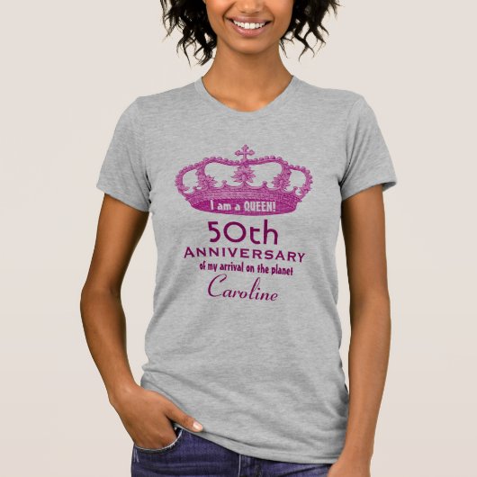 50e Jubileum Birthday Queen FUNNY V10B T-shirt (Voorkant)