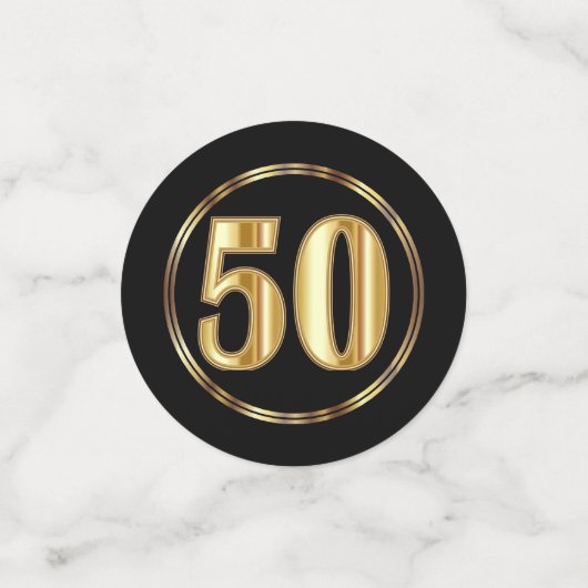 50e Jubileum / Birthday - zwart en goud Confetti (Kleine voorkant)