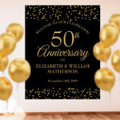 50e Jubileum Black Gold Dust Welcome Sign Poster