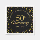 50e Jubileum Black Gold Love Hearts Confetti Servet (Voorkant)