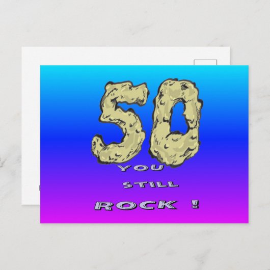 50e Jubileum Blauw Paarse Briefkaart (Voorkant / Achterkant)