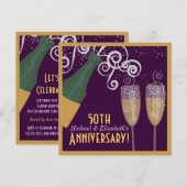 50e Jubileum, bloedig Champagne Gold Party Kaart (Voorkant / Achterkant)