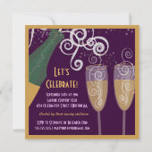 50e Jubileum, bloedig Champagne Gold Party Kaart (Achterkant)