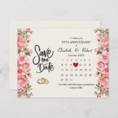 50e Jubileum Bloemen De Datumkalender Aankondigingskaart (Voorkant / Achterkant)