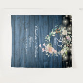 50e Jubileum Blue Rustic Floral foto achtergrond Wandkleed (Voorkant (horizontaal))