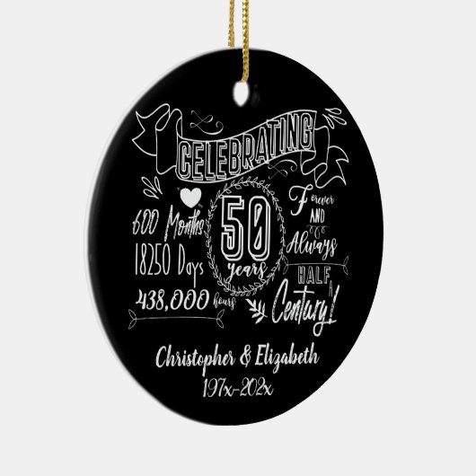 50e Jubileum-bord voor bruiloft Keramisch Ornament (Rechts)