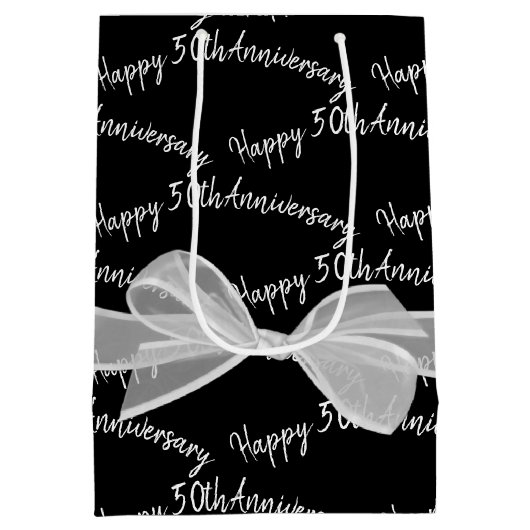 50e Jubileum Bow op zwart Medium Cadeauzakje (Achterkant)