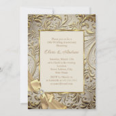 50e Jubileum Bronze Gold Bow Floral Swirl Kaart (Achterkant)