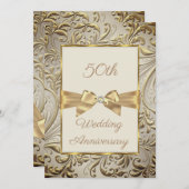 50e Jubileum Bronze Gold Bow Floral Swirl Kaart (Voorkant / Achterkant)