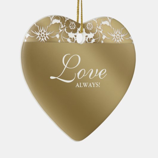 50e Jubileum bruiloft Floral Damask Gold White Keramisch Ornament (Rechts)