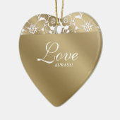 50e Jubileum bruiloft Floral Damask Gold White Keramisch Ornament (Links)