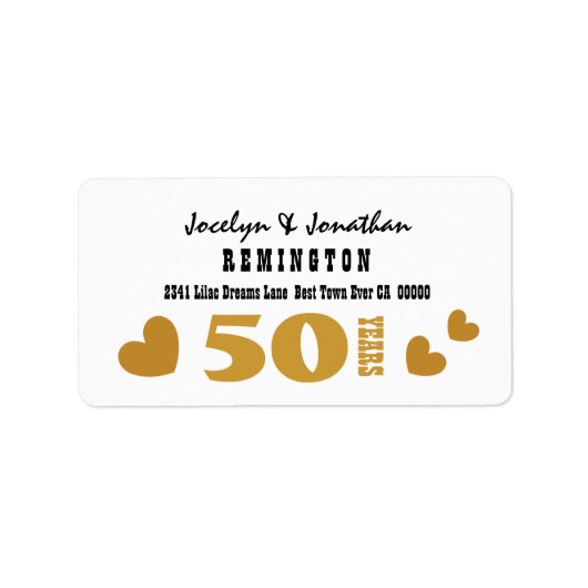 50e Jubileum Bruiloft Goud Zwart 4 Etiket (Voorkant)