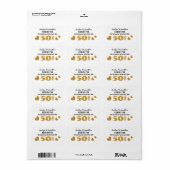 50e Jubileum Bruiloft Goud Zwart 4 Etiket (Full Sheet)